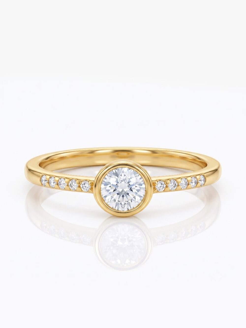 Dainty Gold ring with round gemstone, 925 Sterling Silver with 10k gold finish
